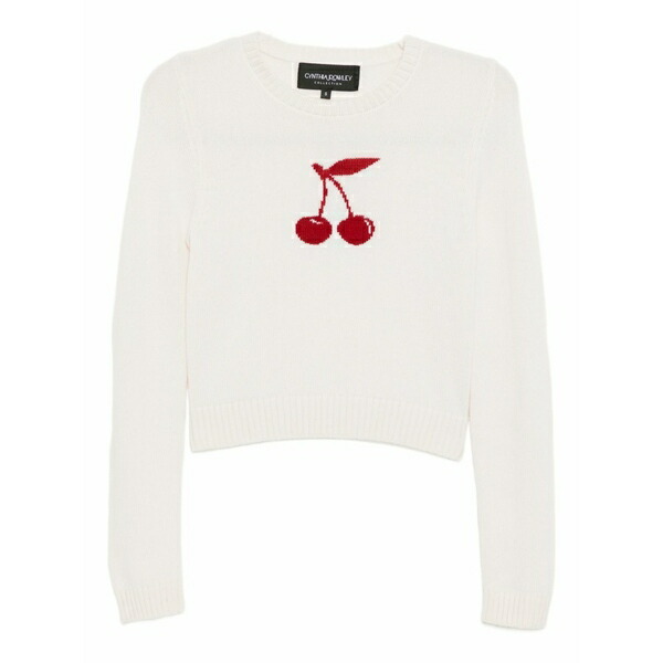 シンシアローレイ レディース 編み物\u0026プルオーバー アウター Intarsia cropped sweater Neutrals