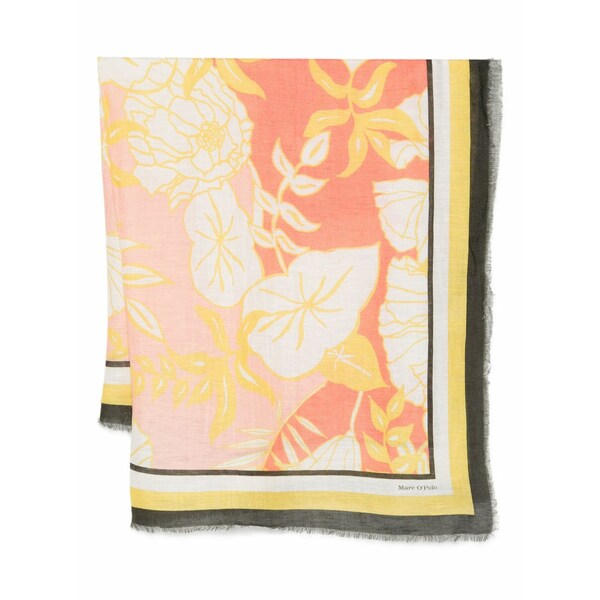 マルコポーロ レディース 消音装置・袈裟・えり巻き 佩び物 Floral-print linen scarf Yellow