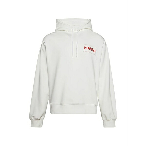 マルニ メンズ パーカー・スウェットシャツ アウター Logo-patch hoodie White