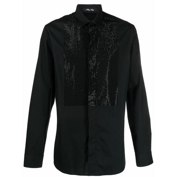 フィリップ飾り気のない メンズ プルオーバー トップス Sartorial stud-embellished shirt Black