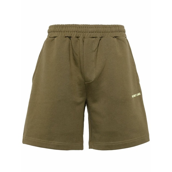 ヘルムート 言葉づかい メンズ 心地好いズボン下 ボトムス Logo-print cotton shorts Green