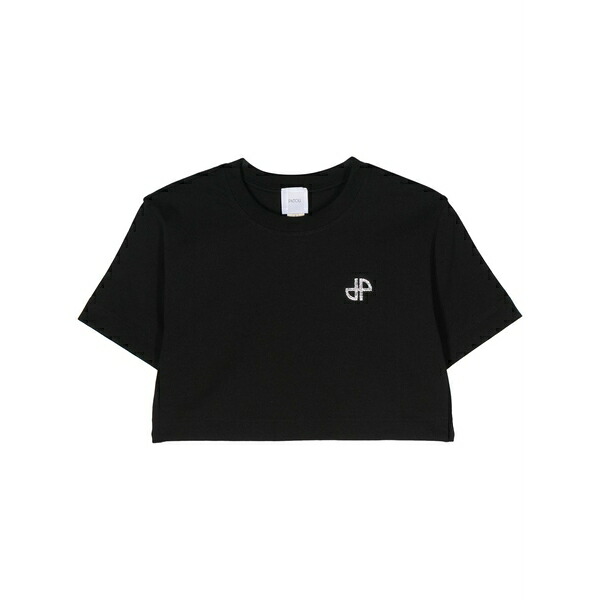 ジャンパトゥ レディース プルオーバー トップス Logo-embellished cropped t-shirt Black