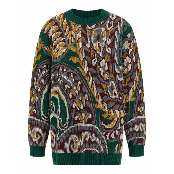 エトロ レディース 編み物\u0026スウェーター アウター Paisley wool sweater Green