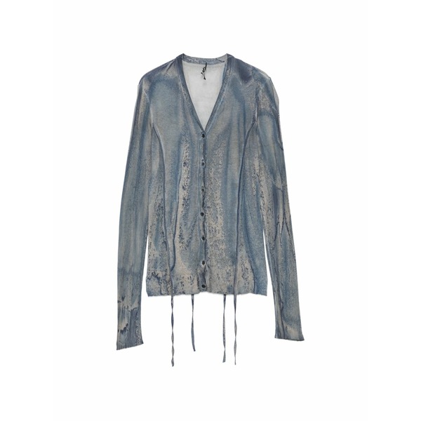 マスナダ レディース ジレー アウター Acid-wash ribbed cardigan Blue