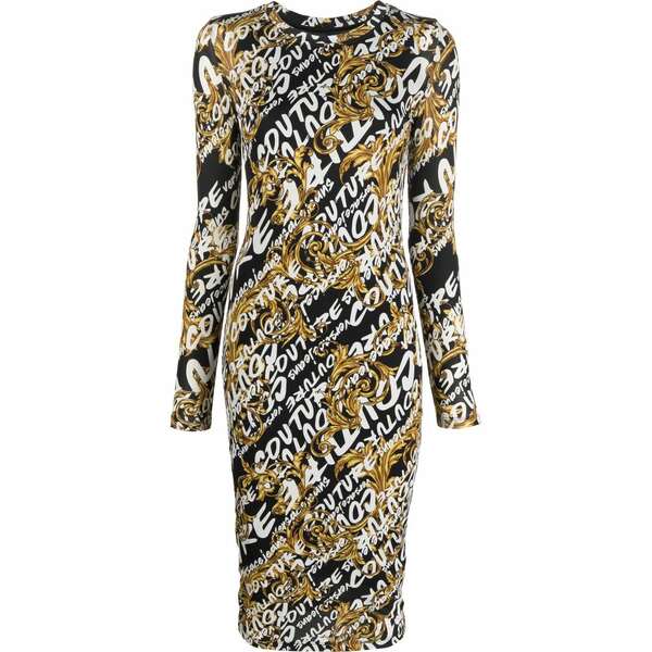 呼びりん探し回る レディース 衣装 トップス Barocco logo-print MIDI dress Black