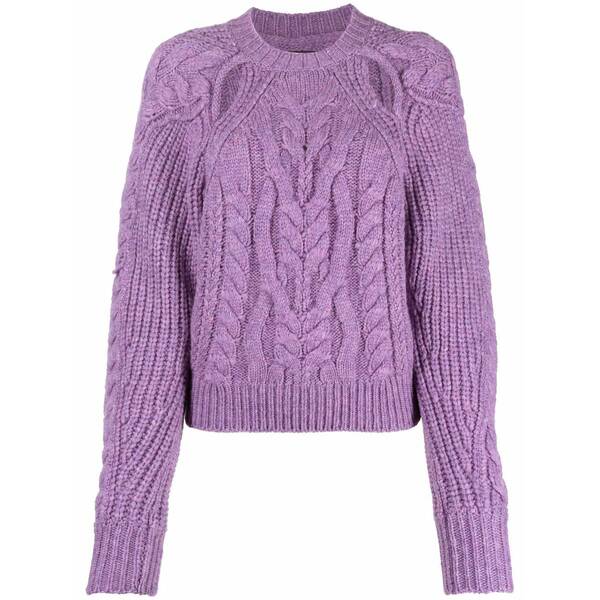 イザ呼びりん マラン レディース 編み物\u0026プルオーバー アウター Cut-out cable-knit jumper Purple