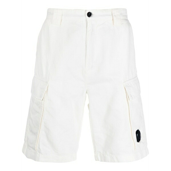 シーピーカンパニー メンズ 心地好いズボン下 ボトムス Logo-plaque cargo shorts White