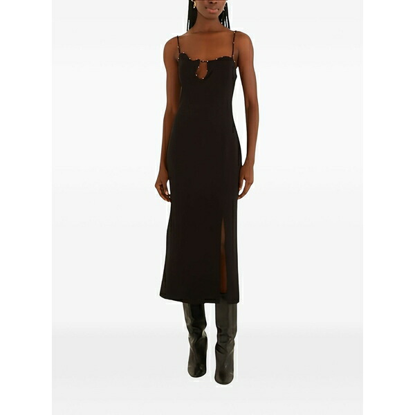 耕園 リオ レディース 衣装 トップス Beaded-embellishment MIDI dress Black レディースファッション-ワンピーススーツ