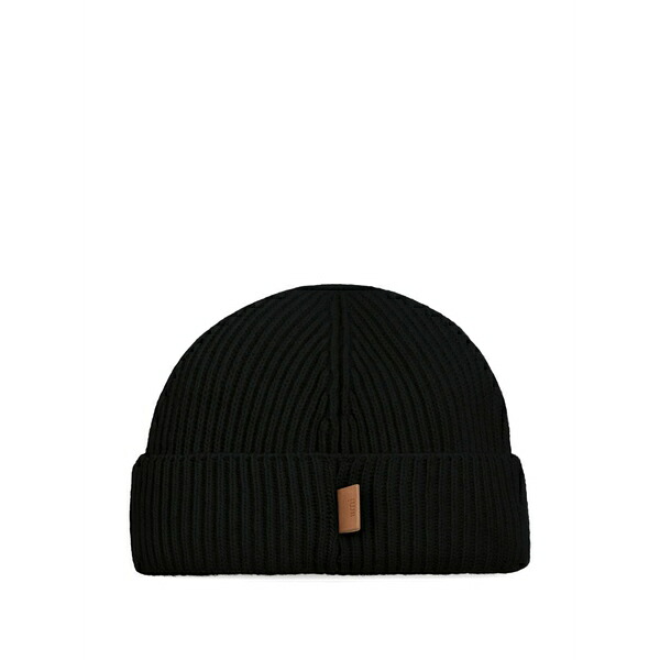 意中の女 メンズ かぶり笠 付属品 Label-detail beanie hat Black