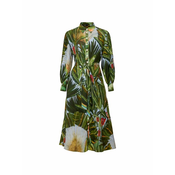 農園 リオ レディース 衣装 トップス Belted floral MIDI dress Green