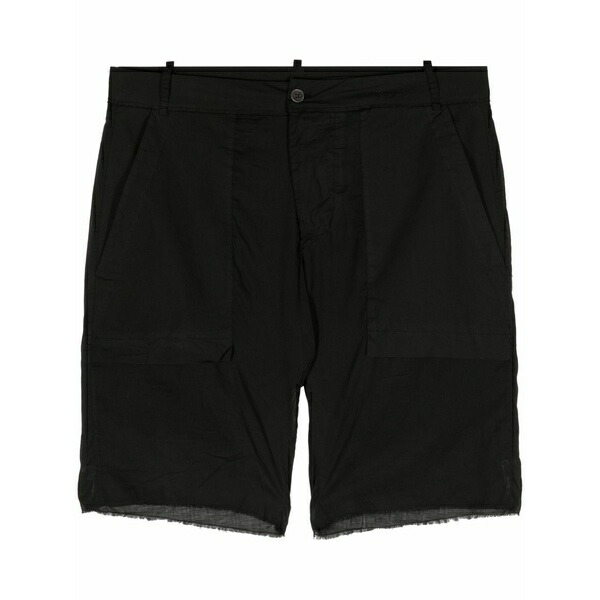 マスナダ メンズ カジュアルパンツ ボトムス Frayed cotton shorts Black|asty