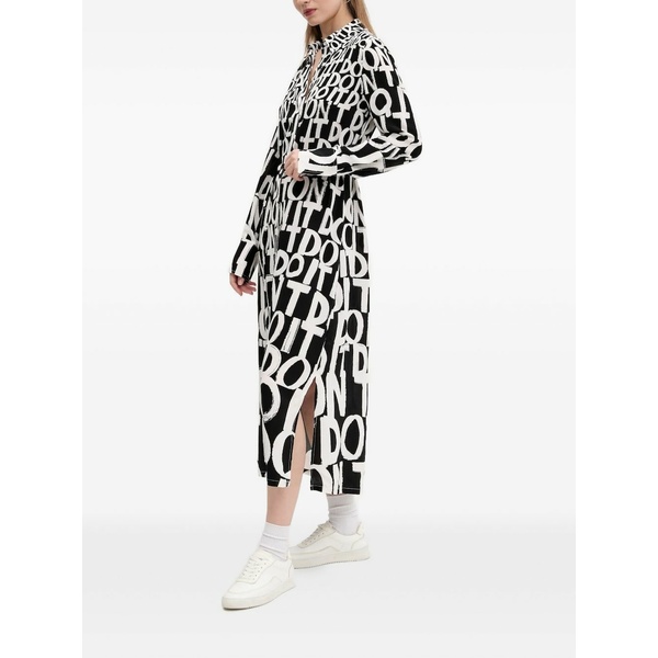 デジグアル レディース ワンピース トップス Graphic-print shirt dress Black|asty