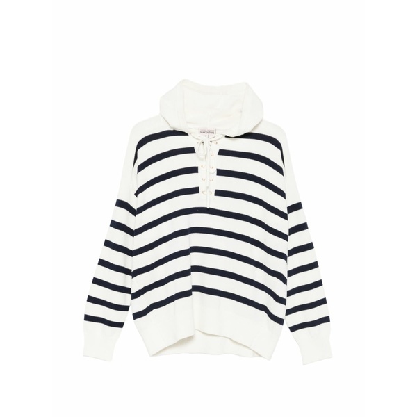 セミクチュール レディース パーカー・スウェットシャツ アウター Striped hoodie White