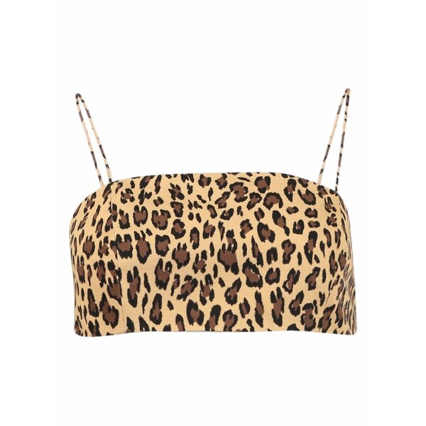 アダム リピズ レディース カットソー トップス Leopard-print bandeau top Neutrals｜asty