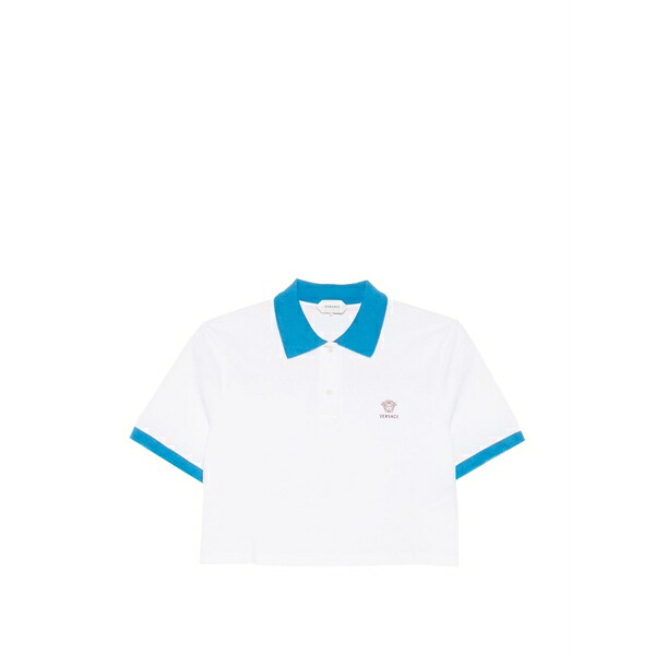 ヴェルサーチ レディース スポーツシャツ トップス Cropped trim polo shirt White