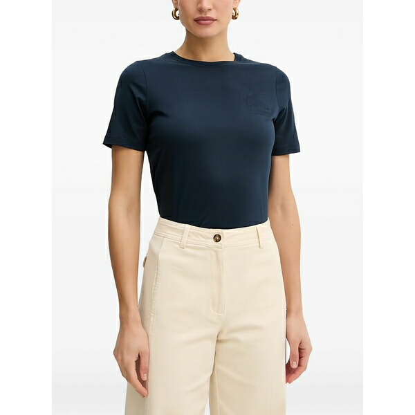 トラサルディ レディース Tシャツ トップス Embroidered t-shirt Blue|asty