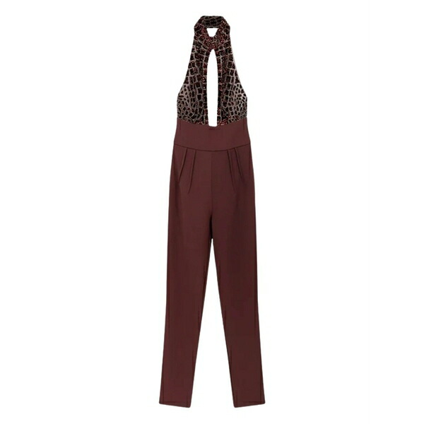 エリザベスフランキ レディース ワンピース トップス Halter-neck sequin-embellished jumpsuit Red|asty