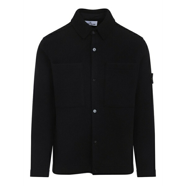 ストーンアイランド メンズ ティーシャツ トップス Patch-pocket wool shirt Black