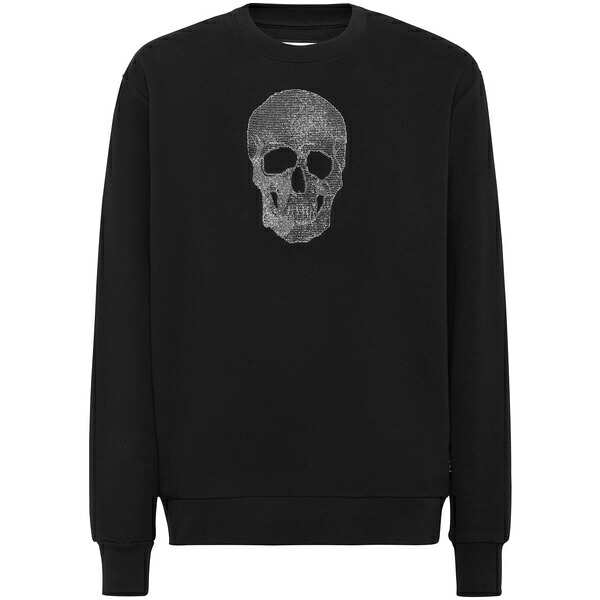 フィリップ飾り気のない メンズ パーカー・スウェットシャツ アウター Rhinestone-embellished skull sweatshirt Black