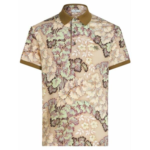 エトロ メンズ スポーツシャツ トップス Floral-print cotton polo shirt Neutrals