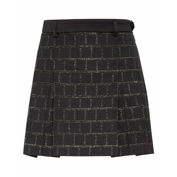 フィリッププレイン レディース スカート ボトムス Sartorial pleated jacquard miniskirt Black｜asty