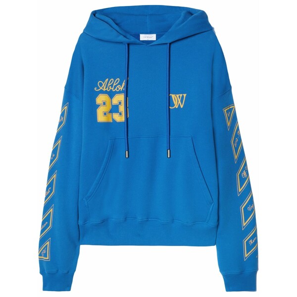 象牙色 メンズ パーカー・スウェットシャツ アウター Logo-print cotton hoodie Blue