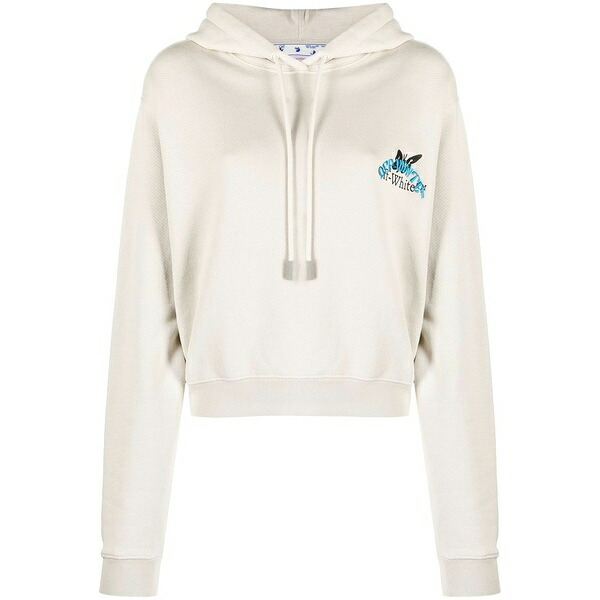 象牙色 レディース パーカー・スウェットシャツ アウター Embroidered-logo cotton hoodie Neutrals