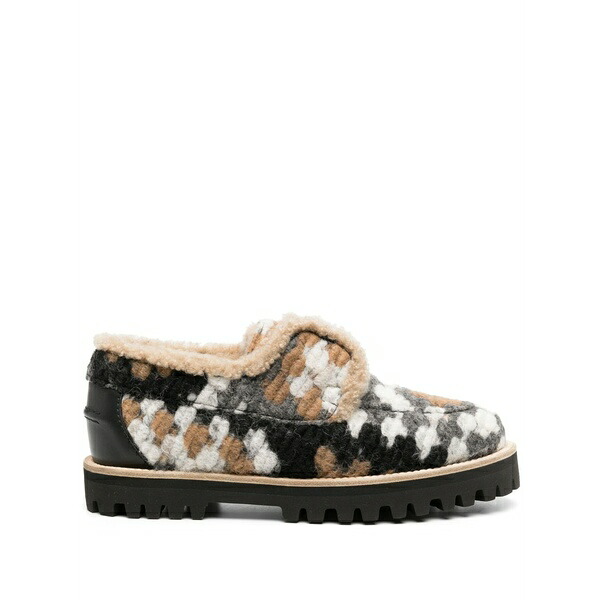 ル シラ レディース スリッポン・ローファー シューズ Yacht shearling-lining felted loafers Black