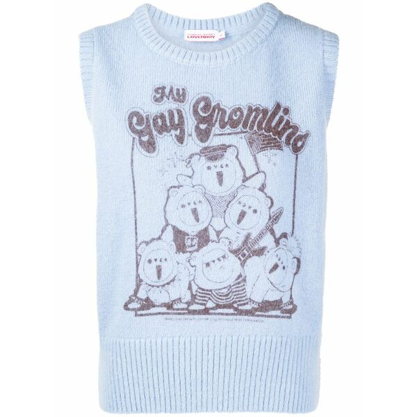 プリンスチャールズ島・ジェフリー レディース 編み物\u0026スウェーター アウター Cute gromlin knitted vest Blue