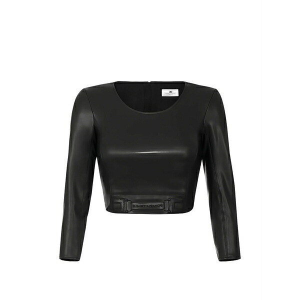 エリザベスフランキ レディース カットソー トップス Embossed-logo top Black