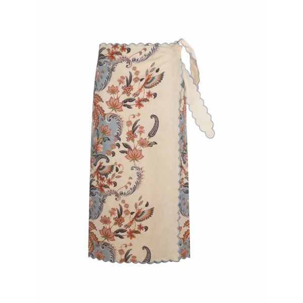 ファーム リオ レディース スカート ボトムス Scalloped-edge floral-print skirt Neutrals|asty