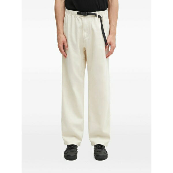 グラミチ メンズ カジュアルパンツ ボトムス Hemp straight fit belted trousers Neutrals｜asty