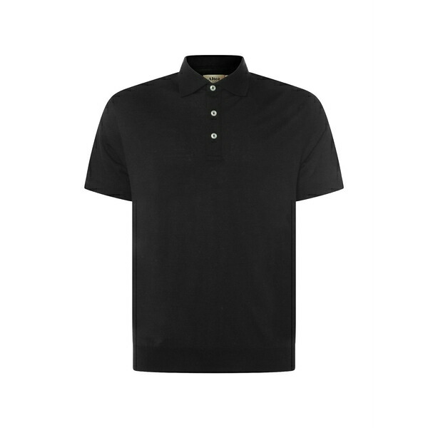 アルテア メンズ スポーツシャツ トップス Half-button polo shirt Black