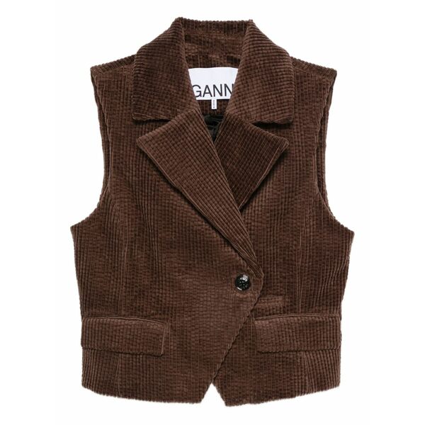 ガニー レディース 上衣＆上衣 アウター Corduroy buttoned waistcoat Brown