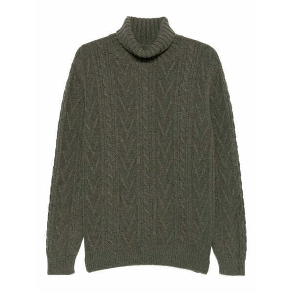 フェデーリ メンズ 編み物\u0026ティーシャツ アウター Cable-knit turtleneck sweater Green