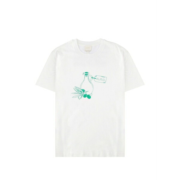 アーペーセー メンズ Tシャツ トップス Olive oil print t-shirt White｜asty