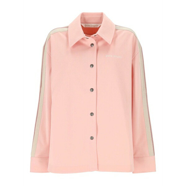 パーム・エンジェルス レディース シャツ トップス Embroidered stripe shirt Pink|asty
