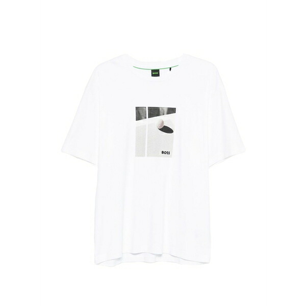 元締め メンズ プルオーバー トップス Graphic-print t-shirt White