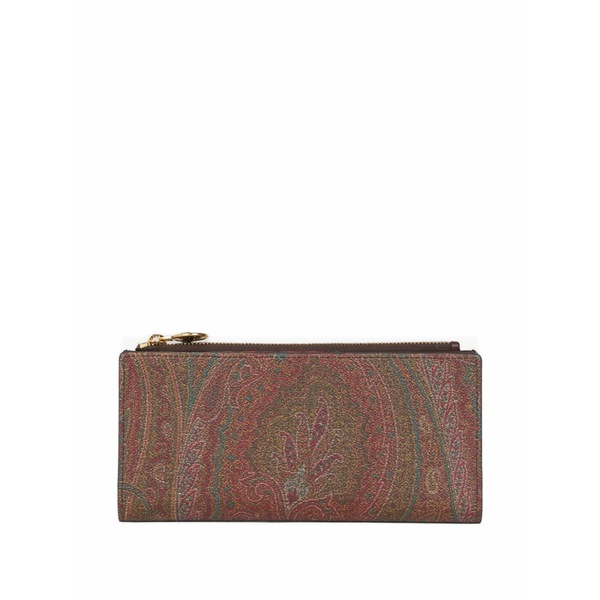 エトロ レディース 銭入れ 添え物 Arnica printed wallet Brown