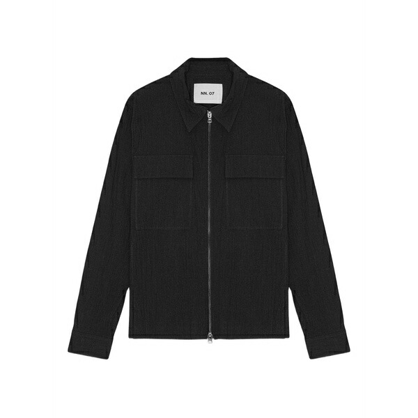 エヌエヌ77 メンズ ジャケット＆ブルゾン アウター Alban zip-front overshirt Black｜asty