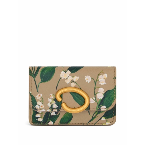 オスカー デ ラ レンタ メンズ 金入れ 付属物 Lily of the valley-printed card holder Neutrals