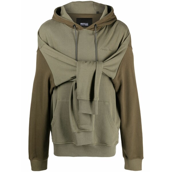 ミストリーハードレアリシーン メンズ パーカー・スウェットシャツ アウター Double-sleeve layered cotton hoodie Green｜asty