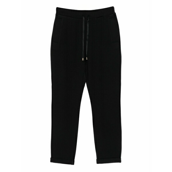リュージョー レディース カジュアルパンツ ボトムス Cuffed drawstring trousers Black