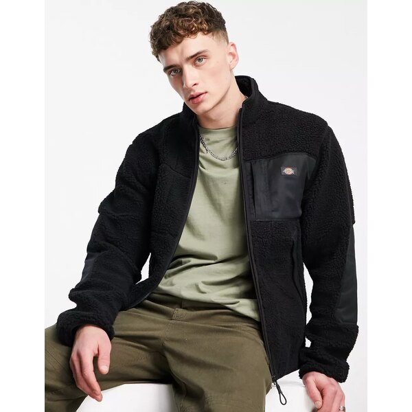 高級 最新デザインの ディッキーズ メンズ ジャケット ブルゾン アウター Dickies Red Chute sherpa fleece in black Black paulhuntingford.com paulhuntingford.com