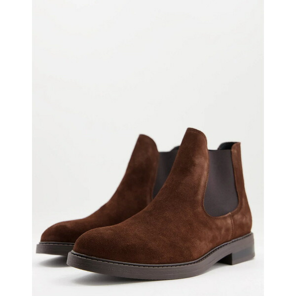 セレクテッドオム メンズ ブーツ レインブーツ シューズ Selected Homme suede chelsea boots in brown  Chocolate Brown テレビで話題