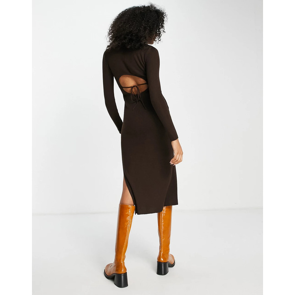 ディスカウント エイソス レディース ワンピース トップス ASOS DESIGN midi dress with open back detail  in brown Brown www.agroservet.com