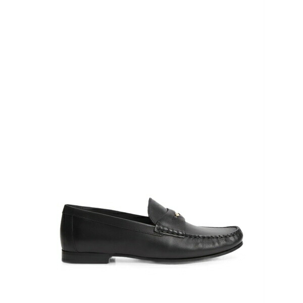トミー ヒルフィガー レディース スリッポン・ローファー シューズ Th monogram logo-plaque leather penny loafers Black|asty