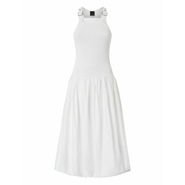 ピンコ レディース ワンピース トップス Buckle-strap gathered midi dress White|asty