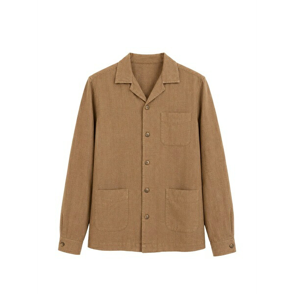 ボリオリ メンズ シャツ トップス Spread-collar patch-pocket shirt Neutrals|asty