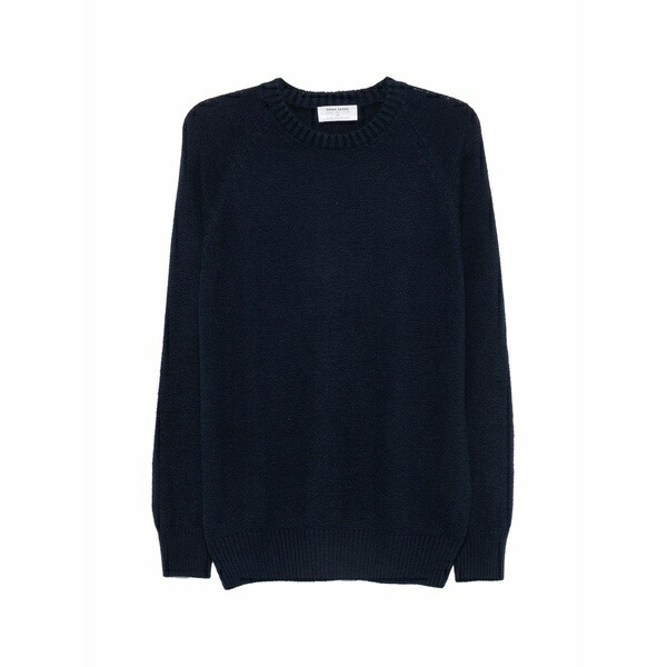 グランサッソ メンズ ニット&セーター アウター Raglan-sleeve cotton sweater Blue|asty